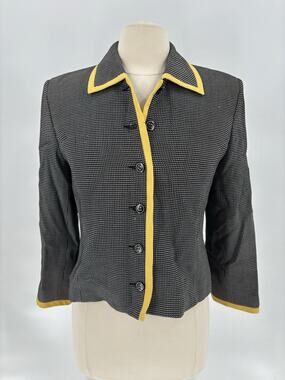 Doncaster Vintage Jacket Womens 4 Black Yellow 80s 90s Geometric Single Breasted